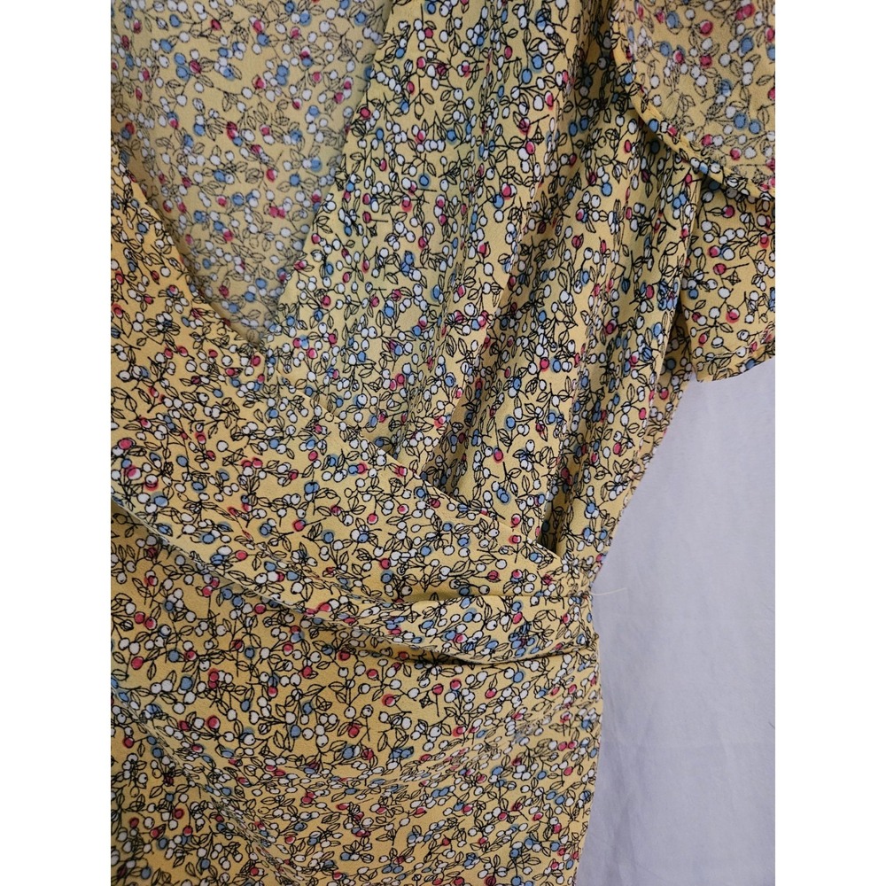 Max Studio Yellow Ruffle Wrap Blouse, Size L - Picture 2 of 6